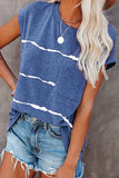 Camisetas con cuello en O y articulación dividida a rayas de Fashion Street (4 colores)