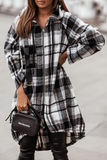 Casual Street Plaid Pocket Zipper Hooded Collar Outerwear(3 Colors)