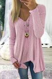 Casual Solid Patchwork V Neck Long Sleeve Tops(5 Colors)