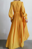Fashion Elegant Solid Slit With Belt V Neck Dresses(5 colors)