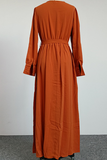 Moda elegante fenda sólida com cinto vestidos com decote em V (5 cores)