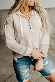 Casual Patchwork Buckle Contrast Hooded Collar Tops