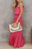 Vestidos de falda de pastel sin tirantes con volantes de frenillo sólido informal de moda (8 colores)