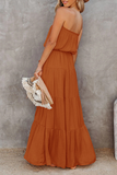 Vestidos de falda de pastel sin tirantes con volantes de frenillo sólido informal de moda (8 colores)