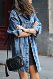 Casual Solid Patchwork Long Sleeve Straight Denim Jacket
