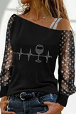 Casual Patchwork Malha Hot Drill Off the Shoulder Tops (5 cores)