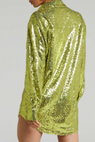 Vestidos casuales de vestir camisero con lentejuelas sólidas (3 colores)