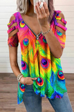 Camisetas con cuello en V y estampado de moda (4 colores)