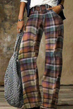 Vaqueros de mezclilla con corte de bota y cintura media con combinación dividida y estampado informal (5 colores)