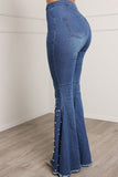 Casual Street Solid Patchwork Beading Cintura Alta Bota Corte Jeans Jeans