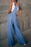 Casual Solid Patchwork Square Collar Loose Jumpsuits