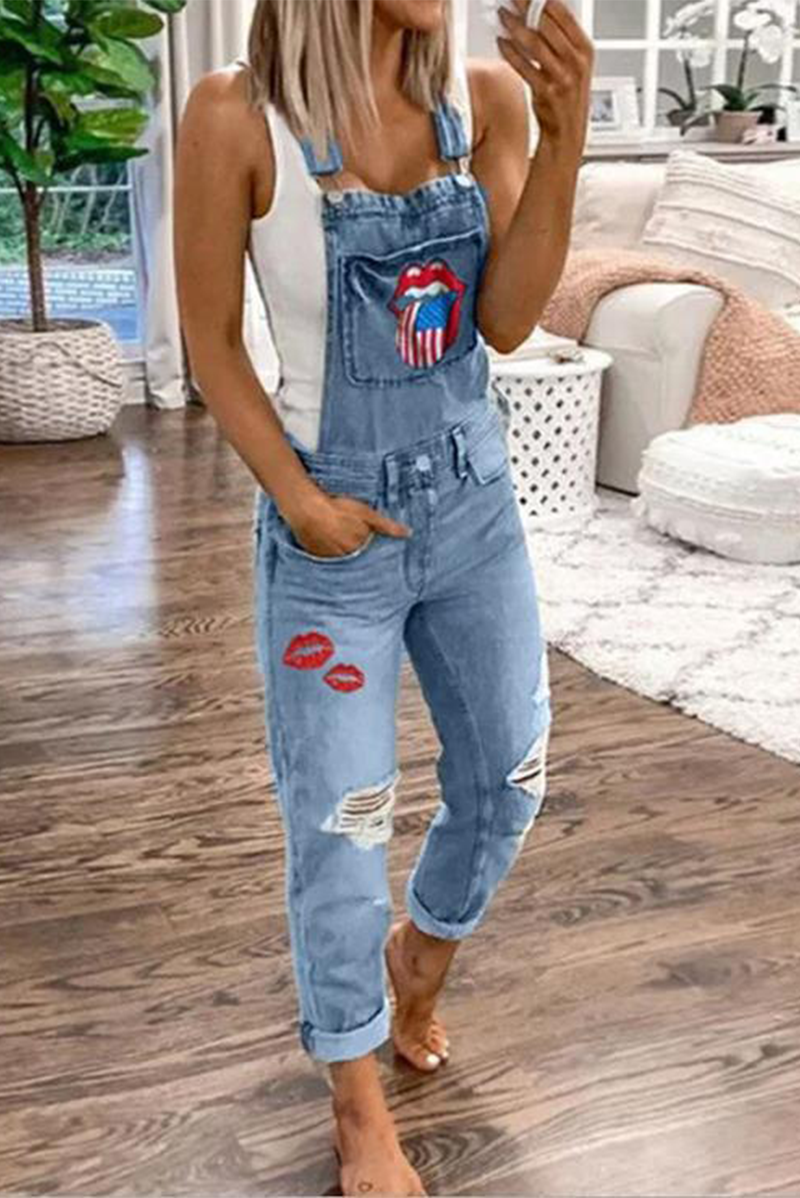 Casual Print Patchwork Harlan Jumpsuits