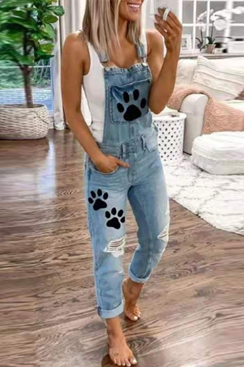 Casual Print Patchwork Square Collar Harlan Jumpsuits