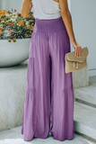 Casual Solid Split Joint Loose High Waist Wide Leg Solid Color Bottoms(3 colors)