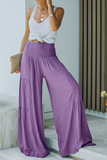 Casual Solid Split Joint Loose High Waist Wide Leg Solid Color Bottoms(3 colors)