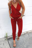 Fashion Solid Split Joint Spaghetti Strap Harlan Jumpsuits(5 colors)