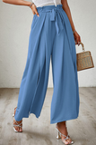 Pantalones de color de pierna ancha de cintura alta sueltos de vendaje sólido de moda (6 colores)