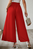Pantalones de color de pierna ancha de cintura alta sueltos de vendaje sólido de moda (6 colores)