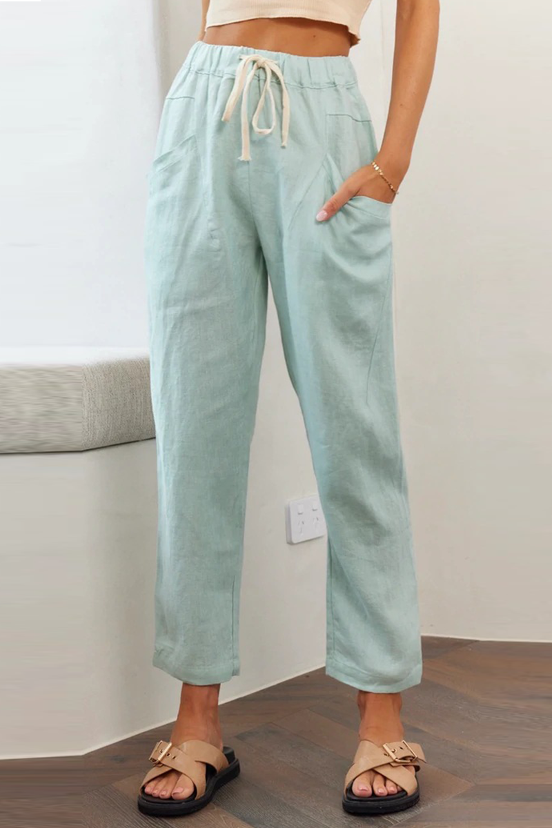 Casual Solid Split Joint Straight Mid Waist Straight Solid Color Bottoms(6 colors)