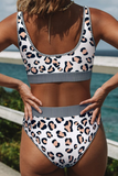 Moda férias leopardo split conjunto roupas de banho