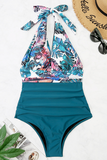 Moda férias com estampa dividida em trajes de banho (5 cores)
