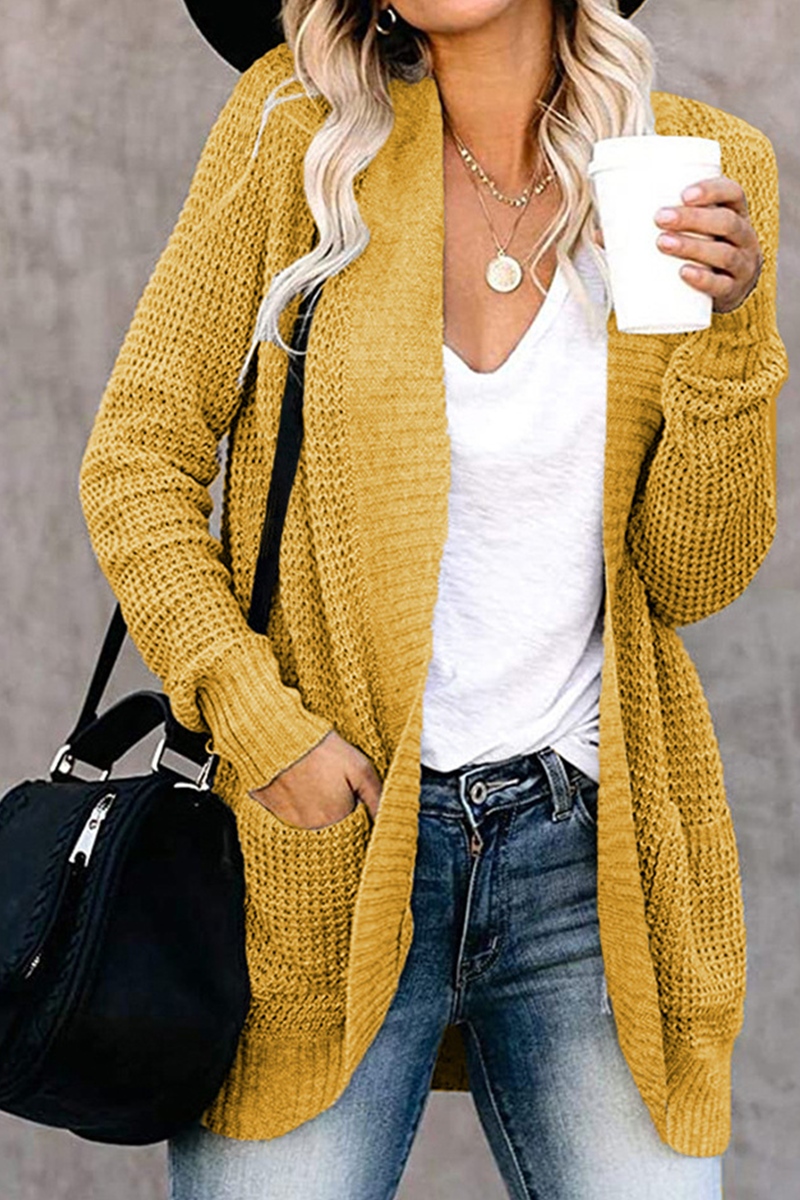 Casual Solid Split Joint Cardigan Collar Tops(6 colors)