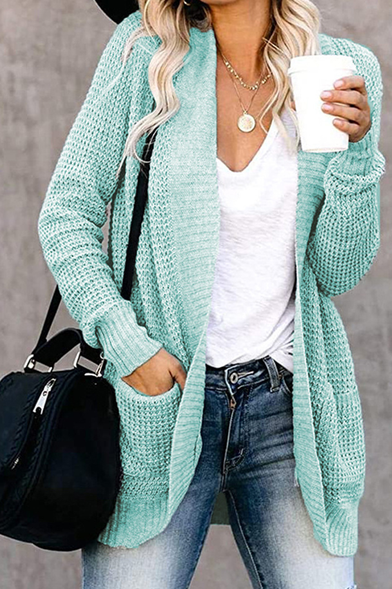 Casual Solid Split Joint Cardigan Collar Tops(5 colors)