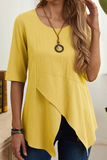 Casual Solid Slit O Neck T-Shirts(6 colors)
