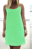 Casual Solid Split Joint O Neck Straight Dresses(8 colors)