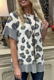 Casual Leopard Patchwork O Neck T-Shirts（3 colors）