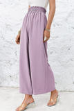 Pantalones informales de color sólido con parches lisos, sueltos, de cintura alta, pierna ancha (10 colores)