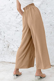 Casual sólido retalhos soltos cintura alta perna larga calças de cor sólida (10 cores)