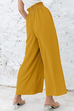 Casual sólido retalhos soltos cintura alta perna larga calças de cor sólida (10 cores)