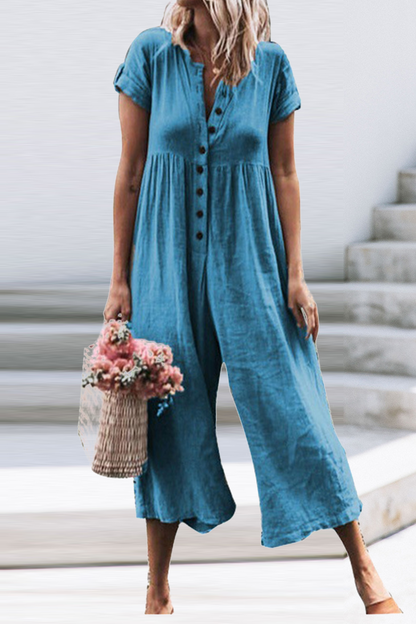 Fashion Casual Solid O Neck Straight Jumpsuits