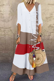 Vestidos rectos con cuello en V y botones de retazos de moda (4 colores)