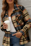 Casual Plaid Patchwork Turndown Collar Tops(6 colors)
