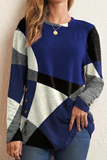 Casual Print Patchwork O Neck Sweaters(5 colors)