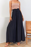 Casual Solid Patchwork Loose High Waist Wide Leg Solid Color Bottoms(5 colors)