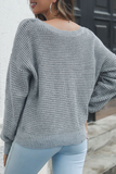 Suéteres casuais sólidos patchwork com decote em V (3 cores)