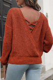 Casual Solid Patchwork V Neck Sweaters (3 colors)
