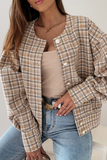 Casual Plaid Patchwork Turndown Collar Outerwear(3 Colors)