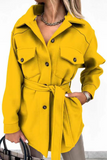 Prendas de abrigo informales con cuello vuelto y parches lisos (9 colores)