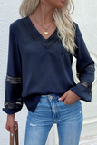 Casual Solid Hollowed Out V Neck Tops(3 colors)