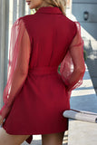 Vestidos de línea A con cuello vuelto transparentes, elegantes y elegantes a la moda (4 colores)