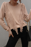 Suéteres con cuello redondo y borlas sólidas a la moda (5 colores)