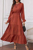 Moda elegante sólido frênulo folha de lótus colarinho vestidos longos (8 cores)