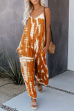 Casual Patchwork Tie-dye Spaghetti Strap Straight Jumpsuits(10 colors)