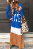 Fashion Casual Contrast V Neck Long Sleeve Dresses(6 Colors)
