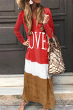 Fashion Casual Contrast V Neck Long Sleeve Dresses(6 Colors)