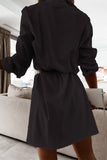 Fashion Casual Solid Patchwork POLO collar One Step Skirt Dresses